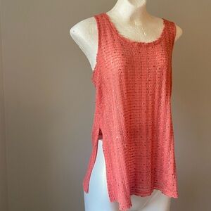 Coral Sleeveless Sheer Knit Top